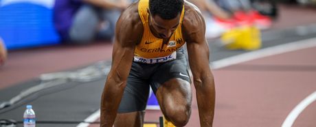 Leo Neugebauer (VfB Stuttgart) vor dem 400 Meter Sprint.